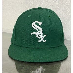 Chicago White Sox New Era 59FIFTY 100% Wool Fitted Hat Flat Bill Size 7.5 Green